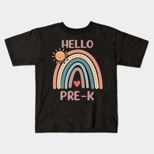 Boho Rainbow Teachers Hello Pre-K Kids T-Shirt